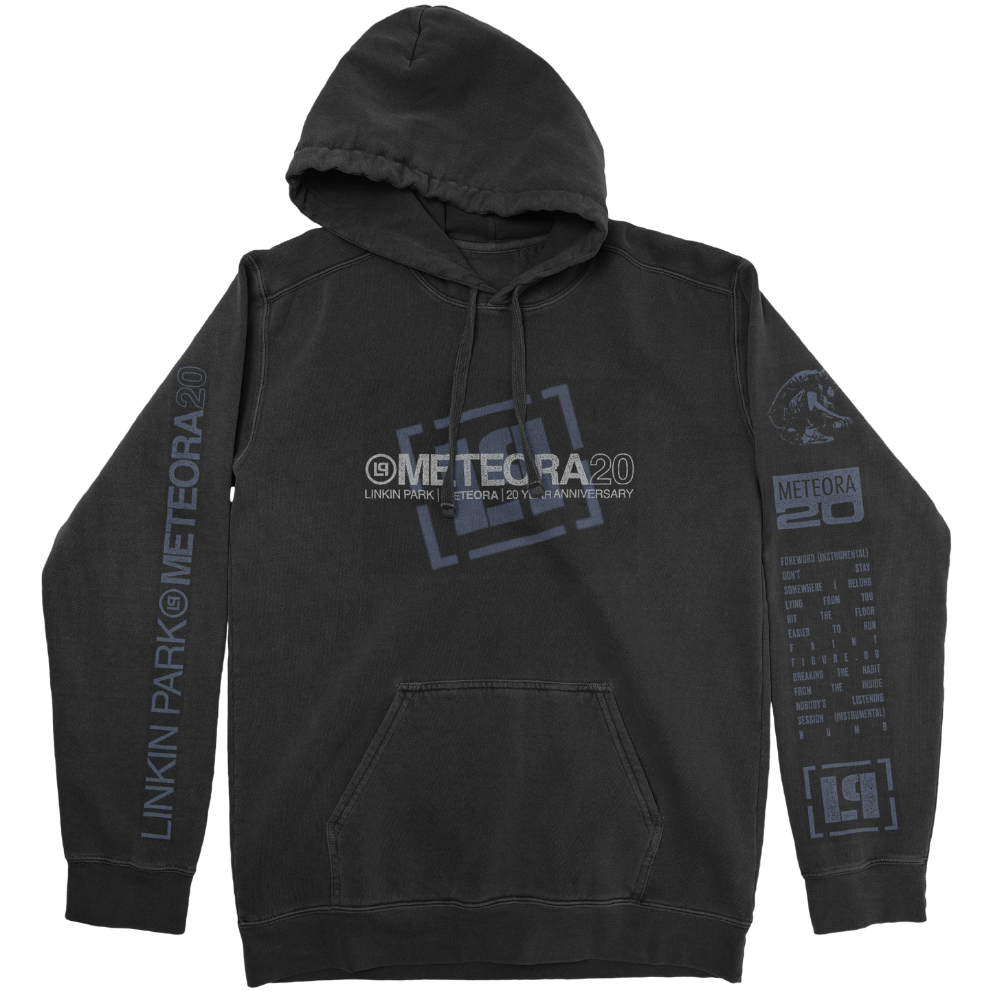 Logo Tilt Washed Black Hoodie Front