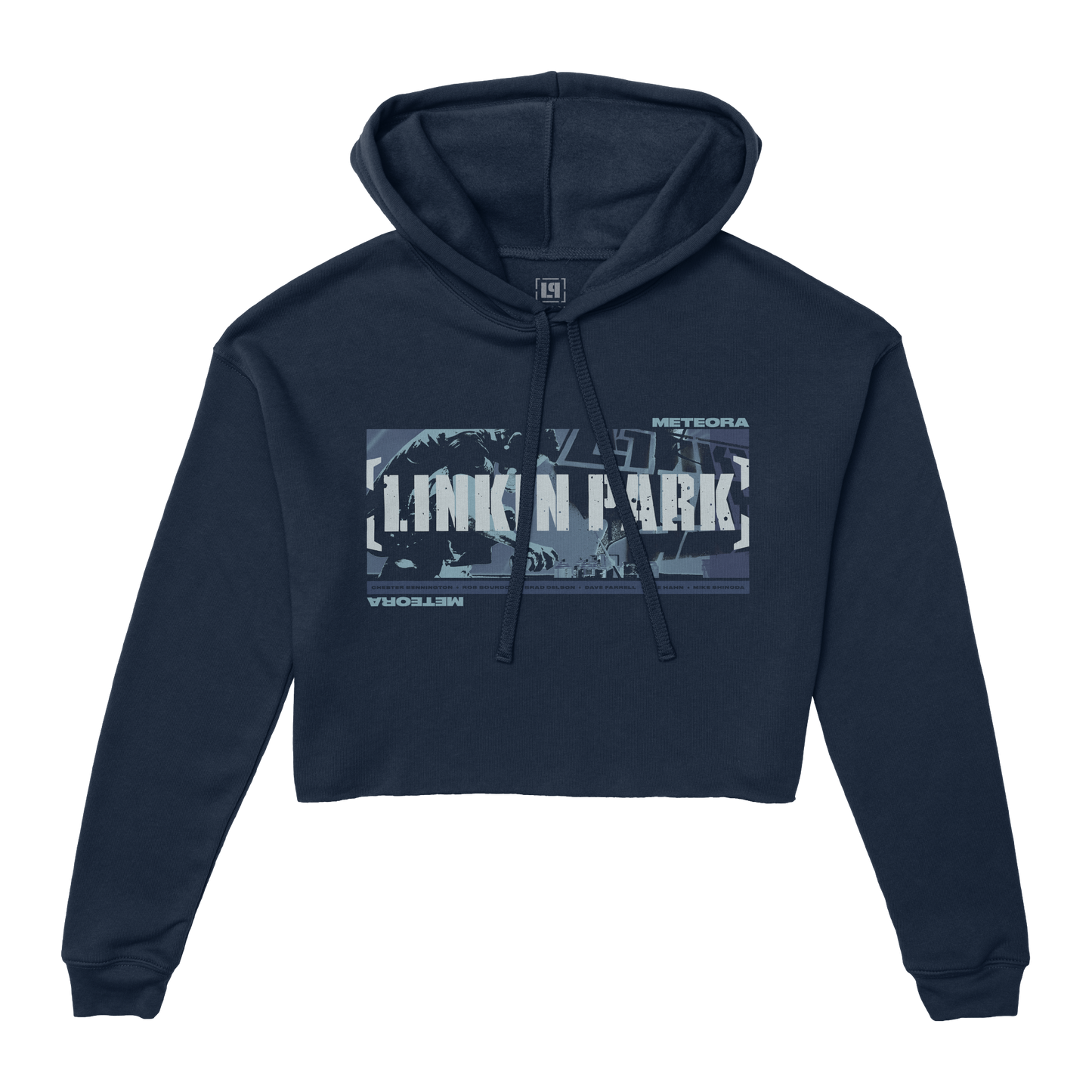 Meteora Blue Spray Navy Crop Hoodie