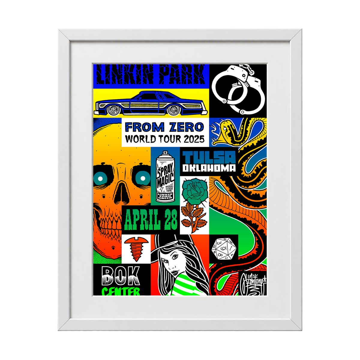 Framed FZ 2025 Tour Tulsa Poster (April 28th) with CoA - Mike Giant