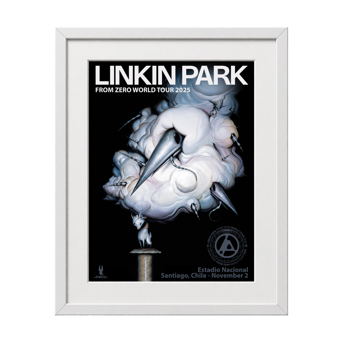Framed FZ 2025 Tour Santiago Poster (Nov 2nd) with CoA - Greg "Craola" Simkins