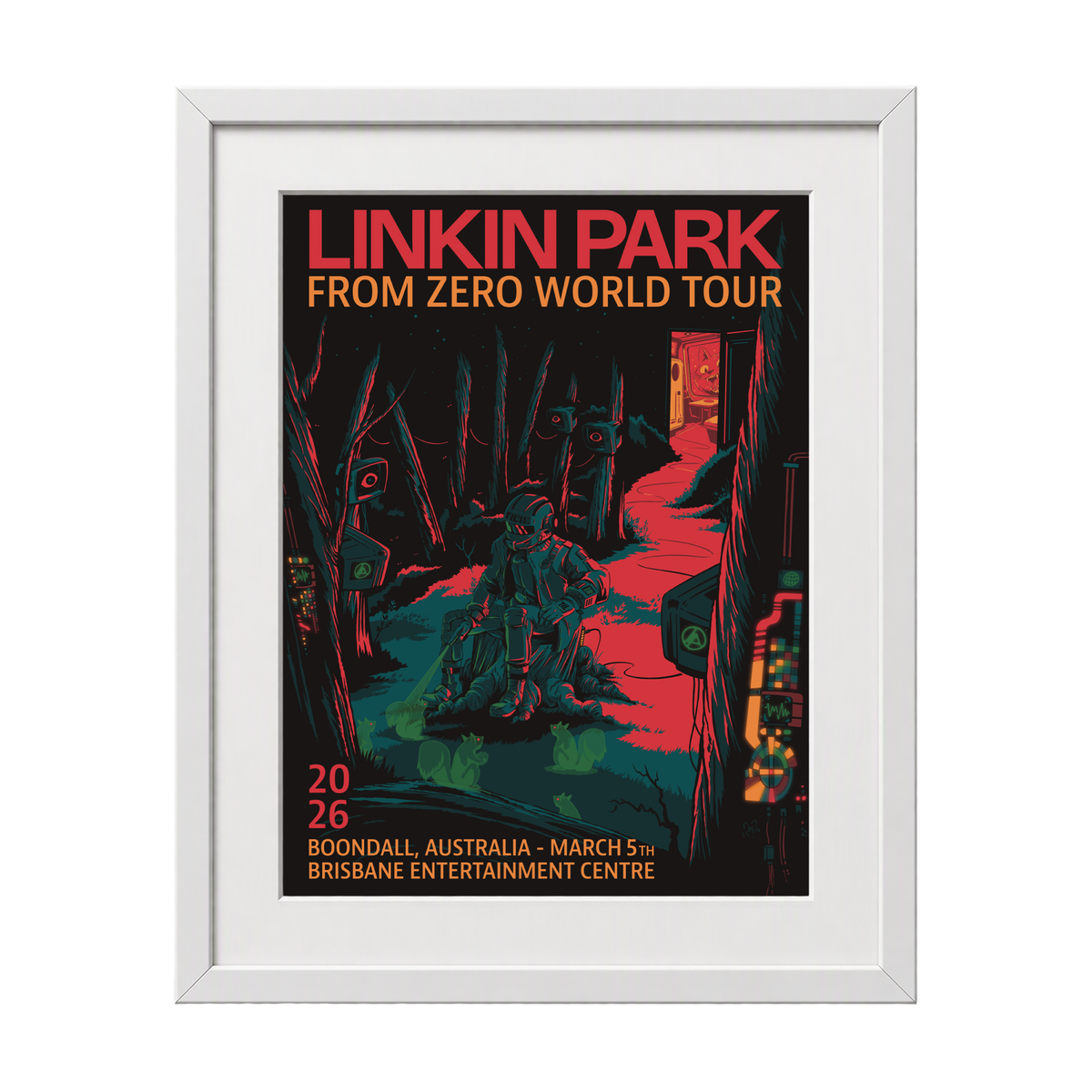 Framed FZ 2026 Tour Boondall #2 Poster (Mar 5th) with CoA - Jeff McMillan
