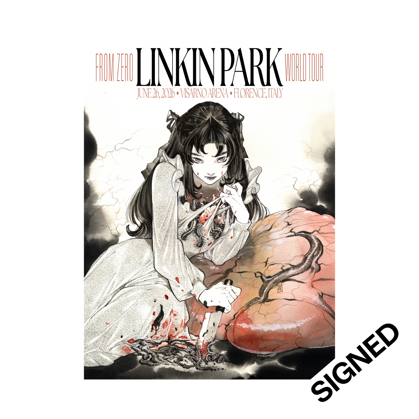 FZ 2026 Tour Florence Signed Poster (June 26th) - Peach Momoko  Linkin  Park Store
