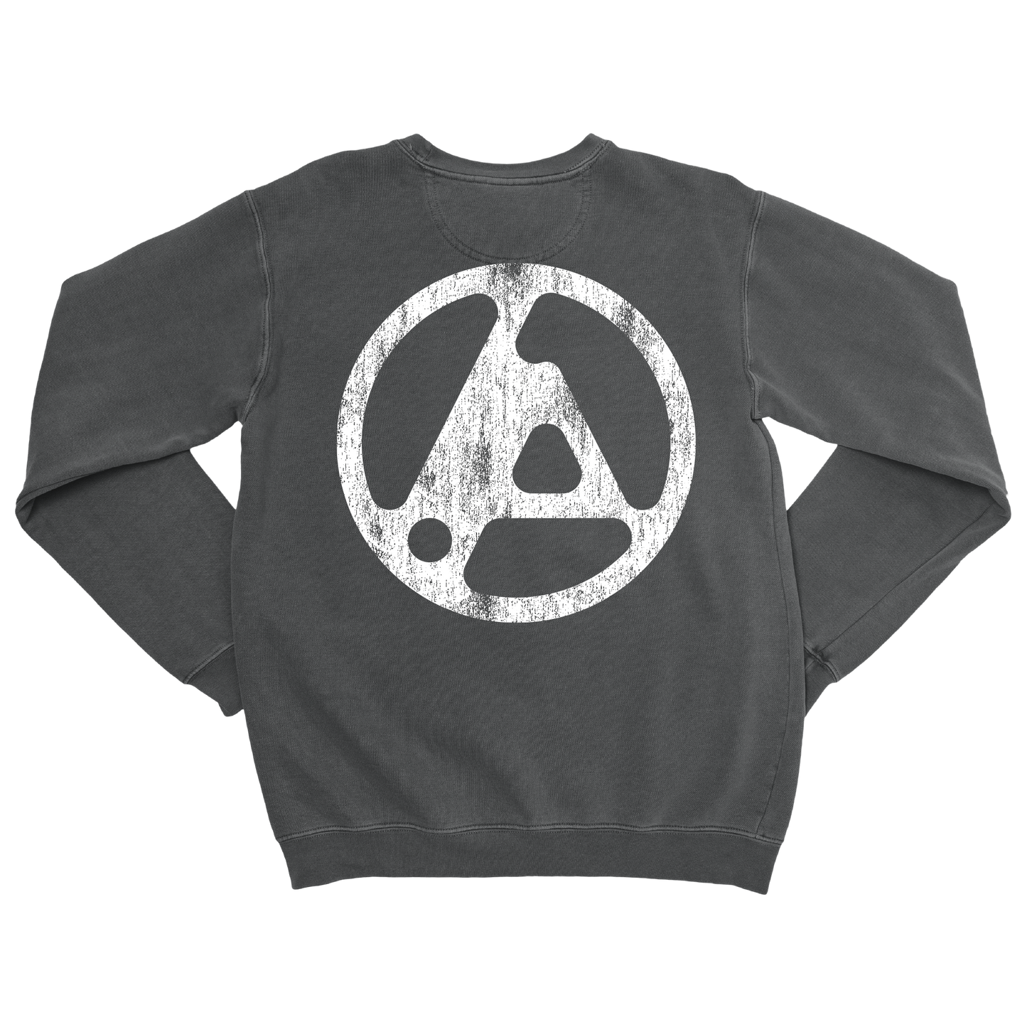 From Zero Distressed Logo Washed Graphite Crewneck