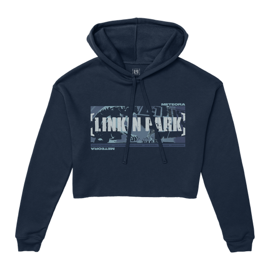 Meteora Blue Spray Navy Crop Hoodie
